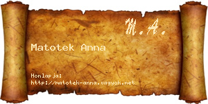 Matotek Anna névjegykártya